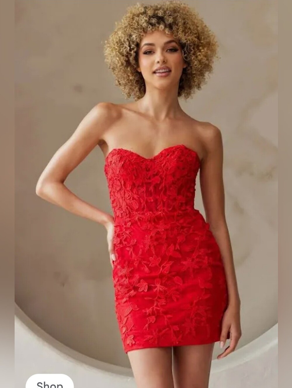 Strapless Red Corseted & Beaded Embroidered Cocktail Dress~jewelry Included